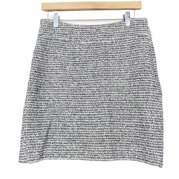 Banana Republic Black White Metallic Threaded Skirt Sz 6 - Picture 6 of 6